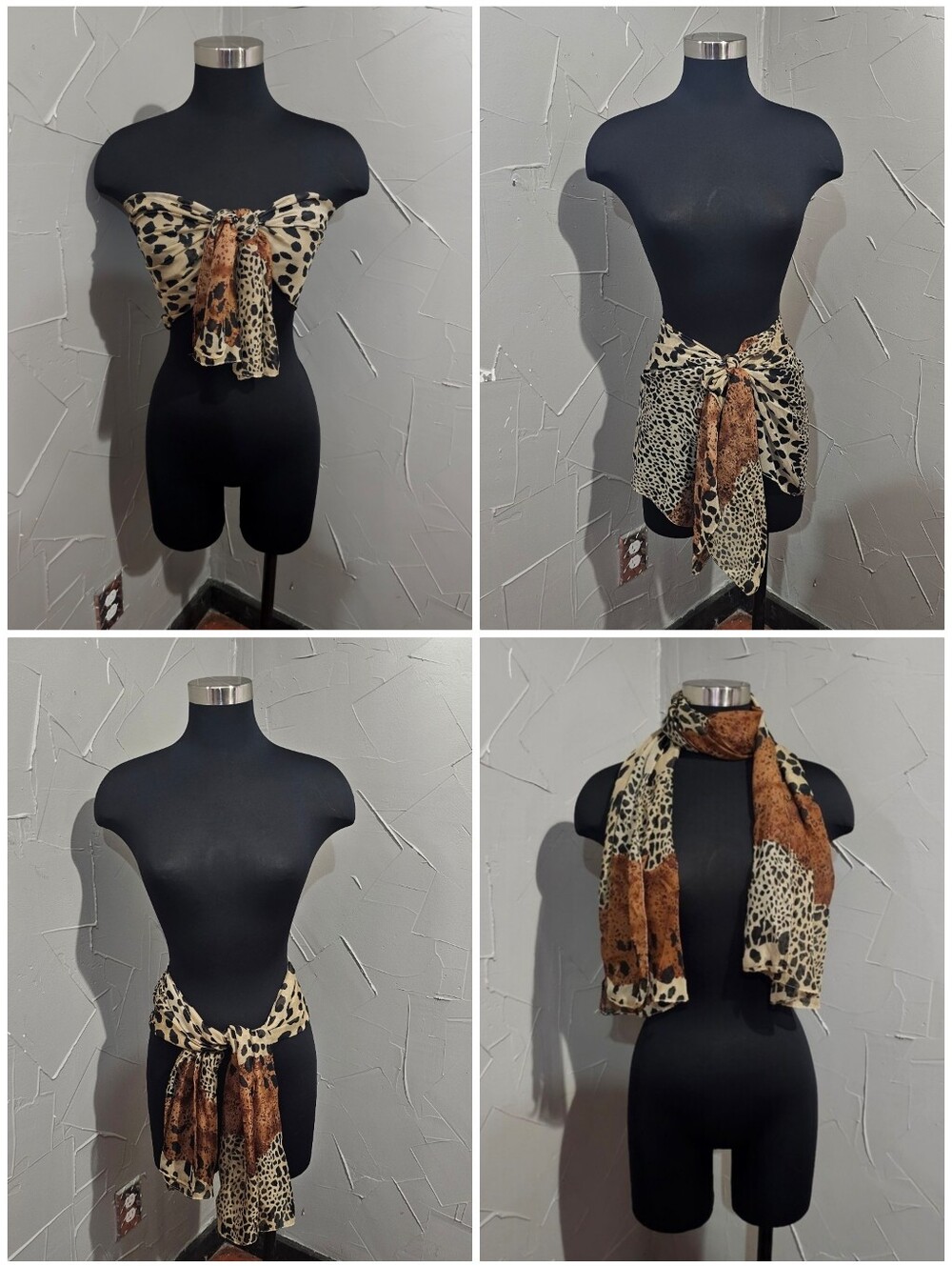 NWOT Scarf Multi-Way Mixed Leopard Print